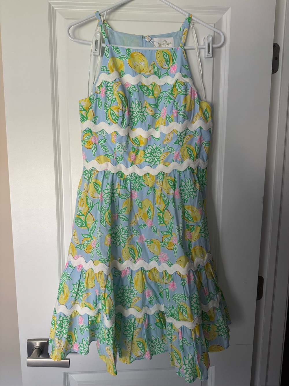 Lilly Pulitzer Light Blue Lemon Print Tiered Sundress